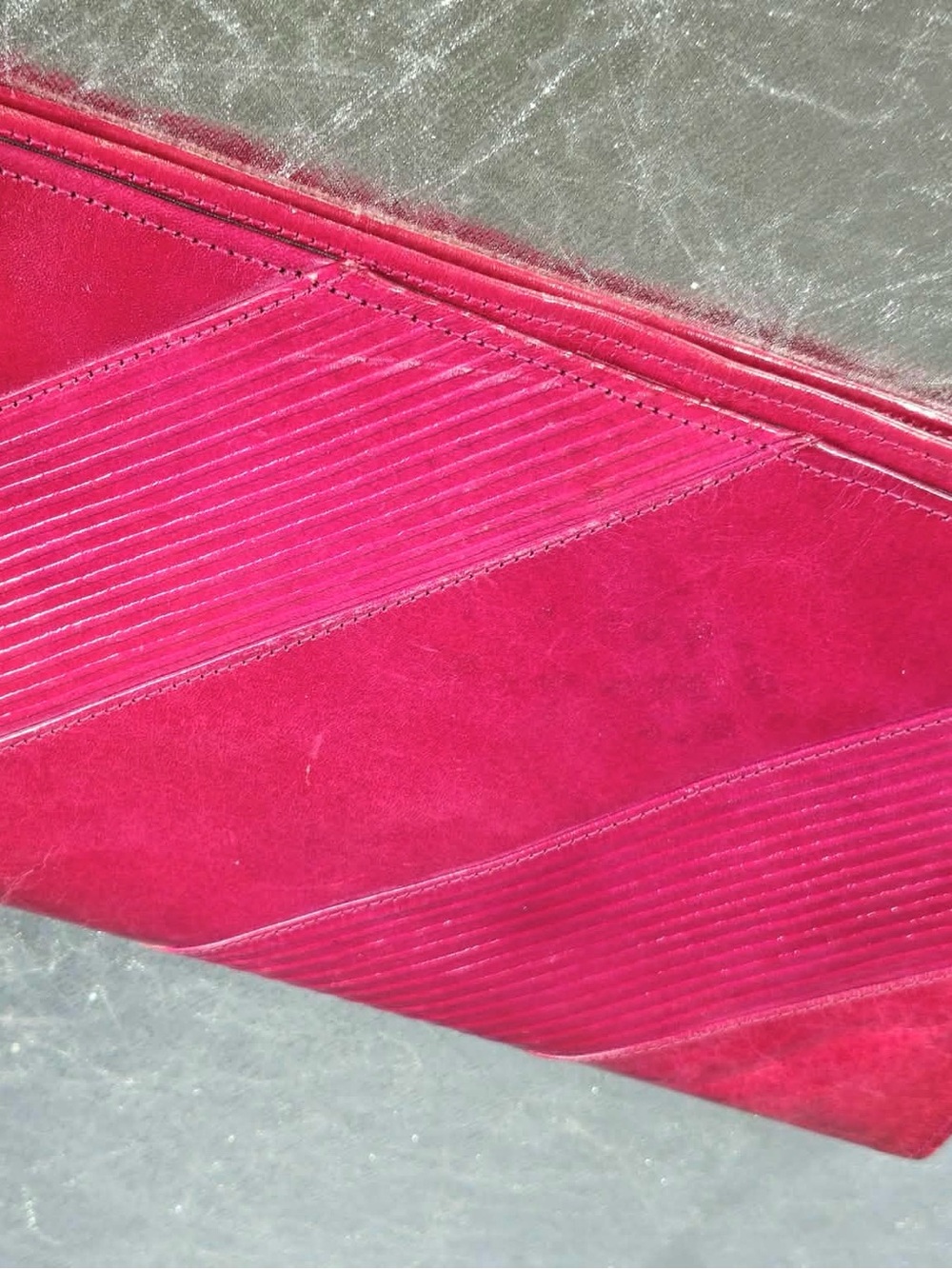 Pink red Leather Envelope Clutch - Women Bags - Picture 2 of 7